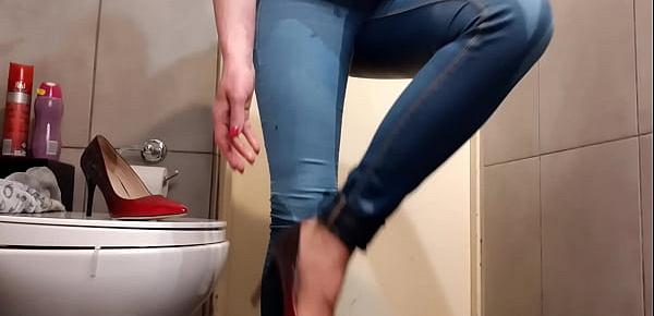  Compilation of Wetting my Jeans and pouring out from my High Heels and Pants